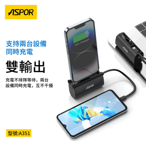A351/A352 MINI 數顯快充版隱藏收腳口袋行動充