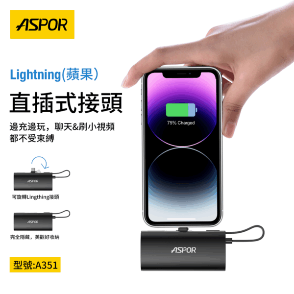 A351/A352 MINI 數顯快充版隱藏收腳口袋充行動電源