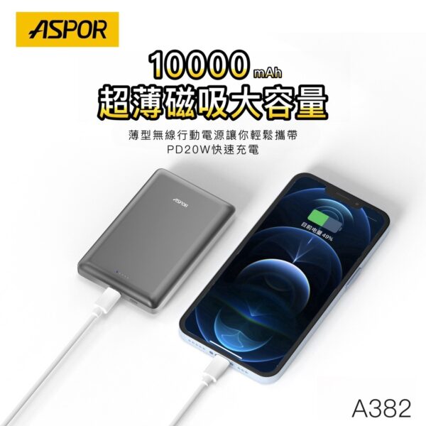 A382 超薄大磁吸容量行動電源10000