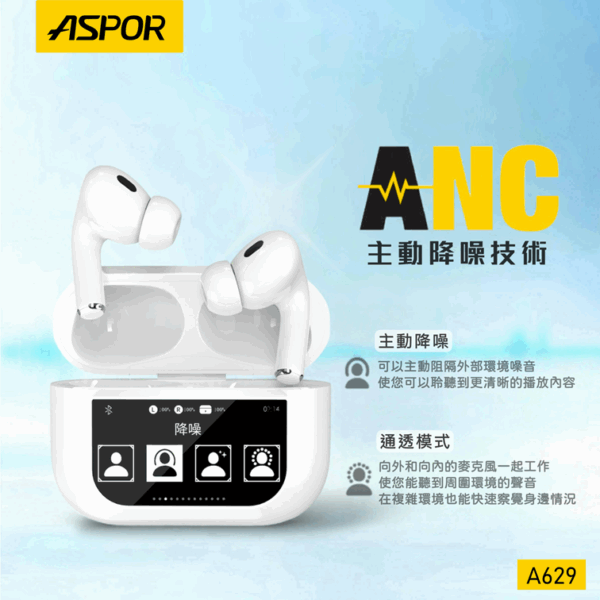 A629 ANC多功能智能無線耳機 彩色觸控屏