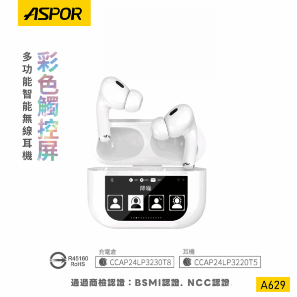 A629 ANC多功能智能無線耳機 彩色觸控屏