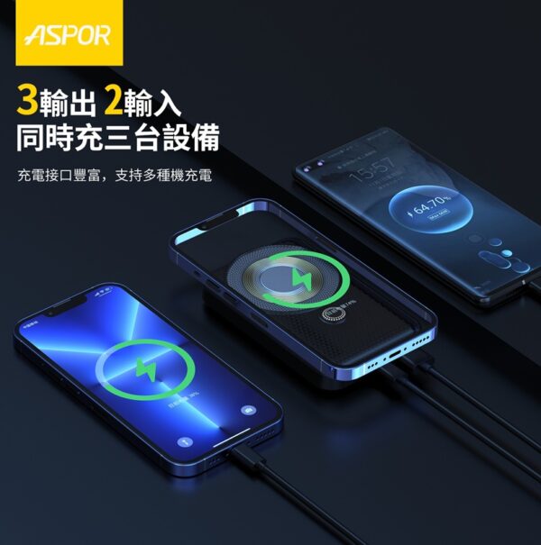 A326 透明磁吸PD雙向快充行動電源 22.5W