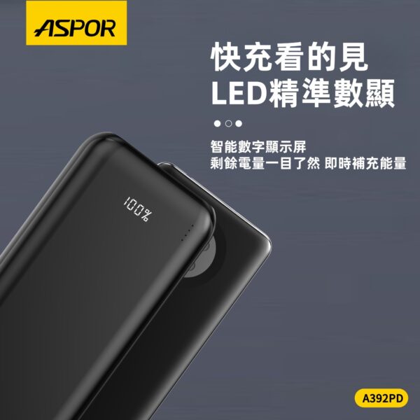 A392PD 25000輕薄大容量 22.5W超級快充數顯行動電源
