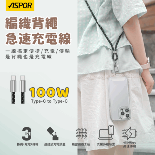 A078 編織背繩急速充電線
