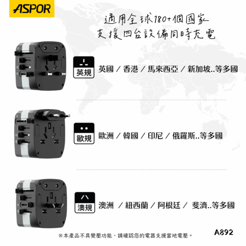 A892 20W萬國轉接充電頭